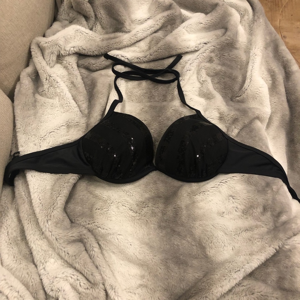 black sequin bikini push up top